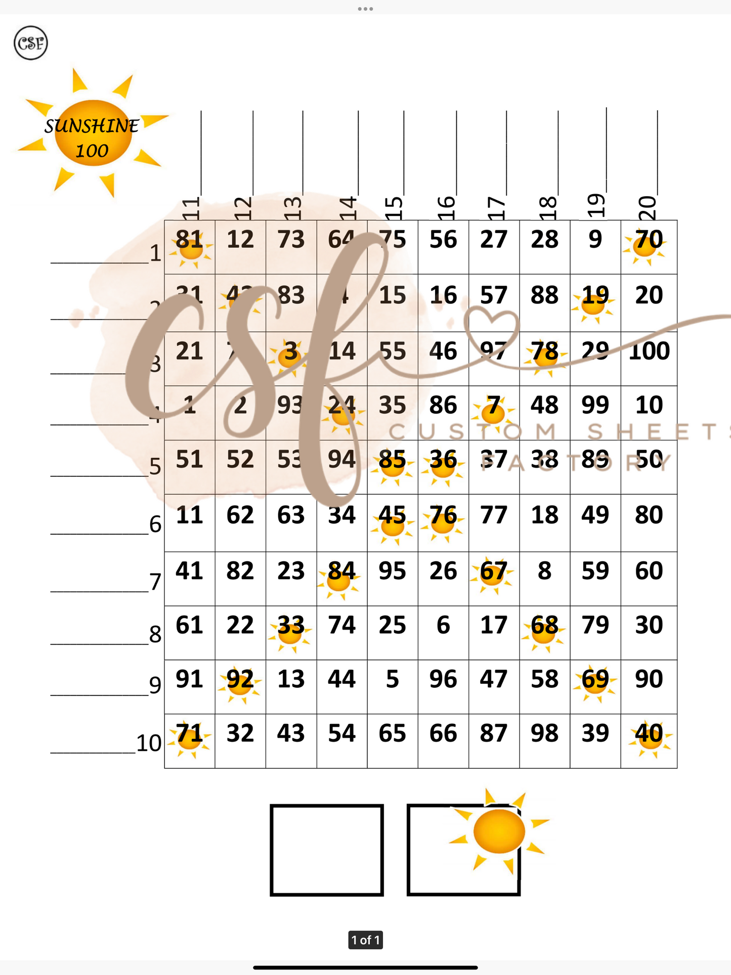Sunshine Grid - 100 ball