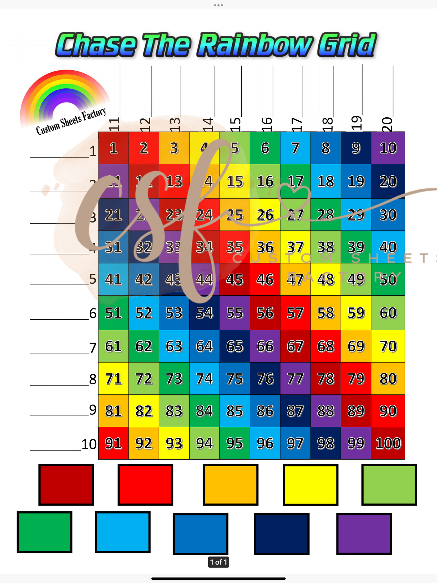 Chase the Rainbow Grid - 100 ball