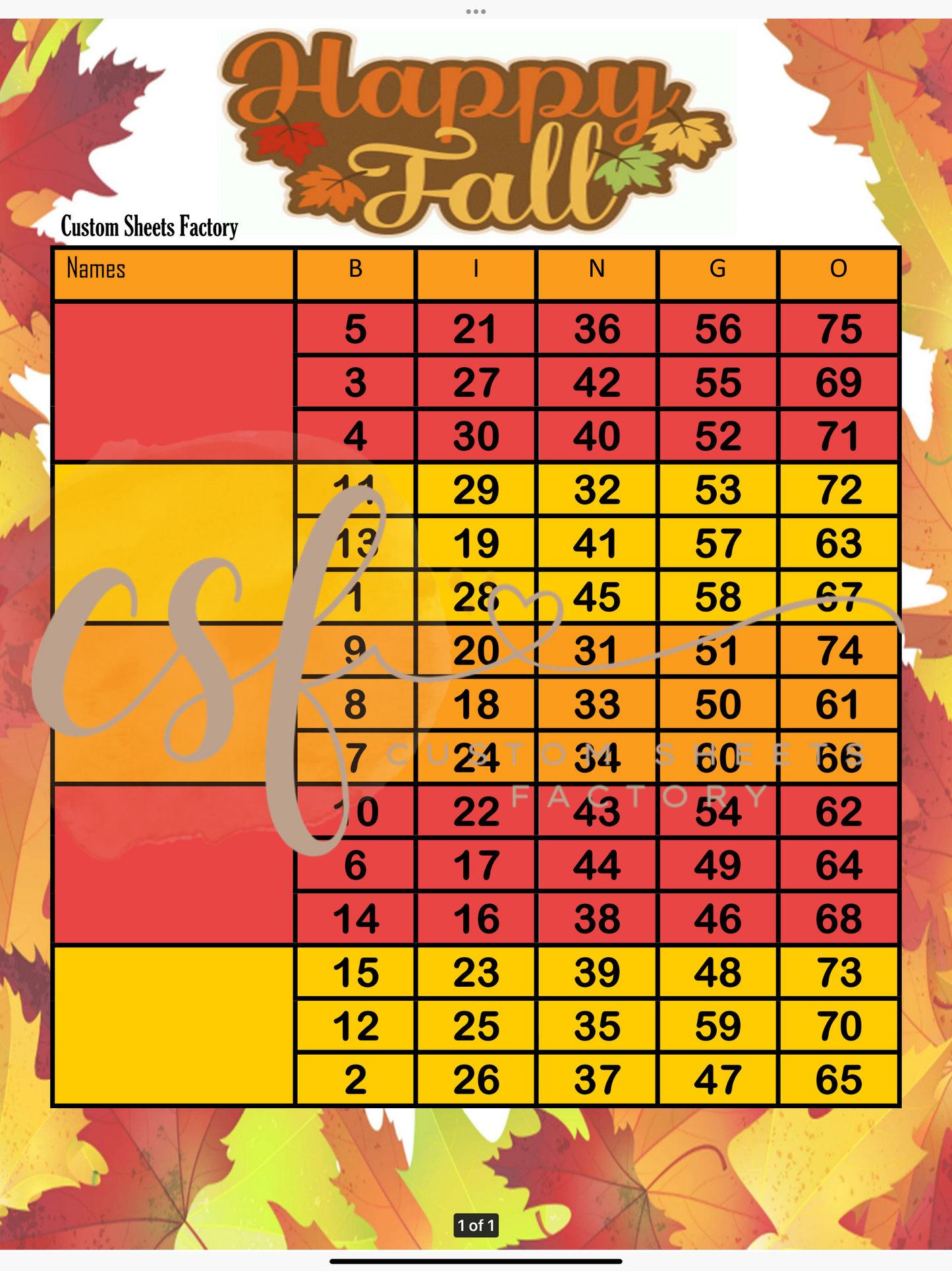 Fall - 5 blocks - 75 ball