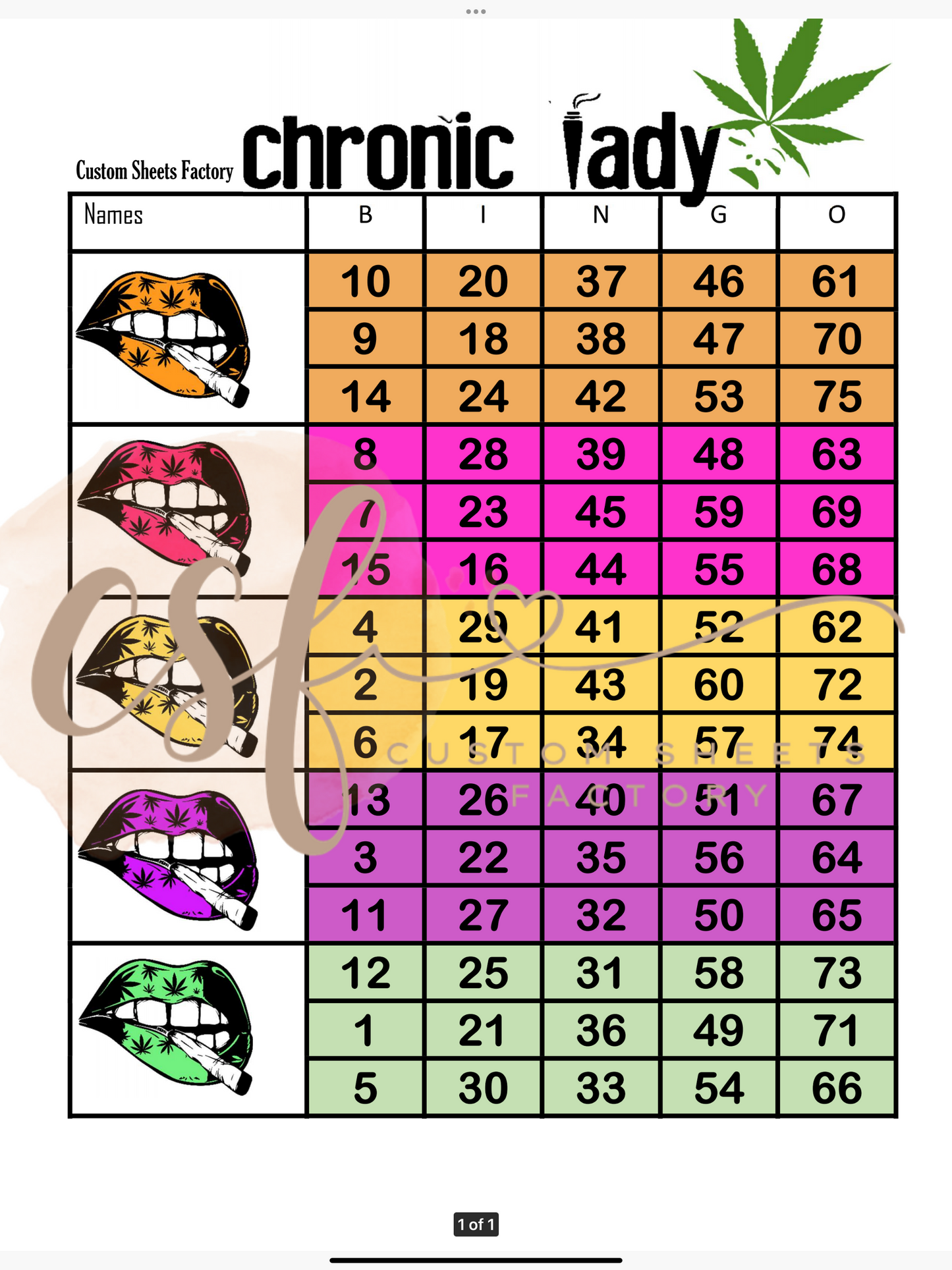 Chronic Lady - 5 blocks - 75 ball