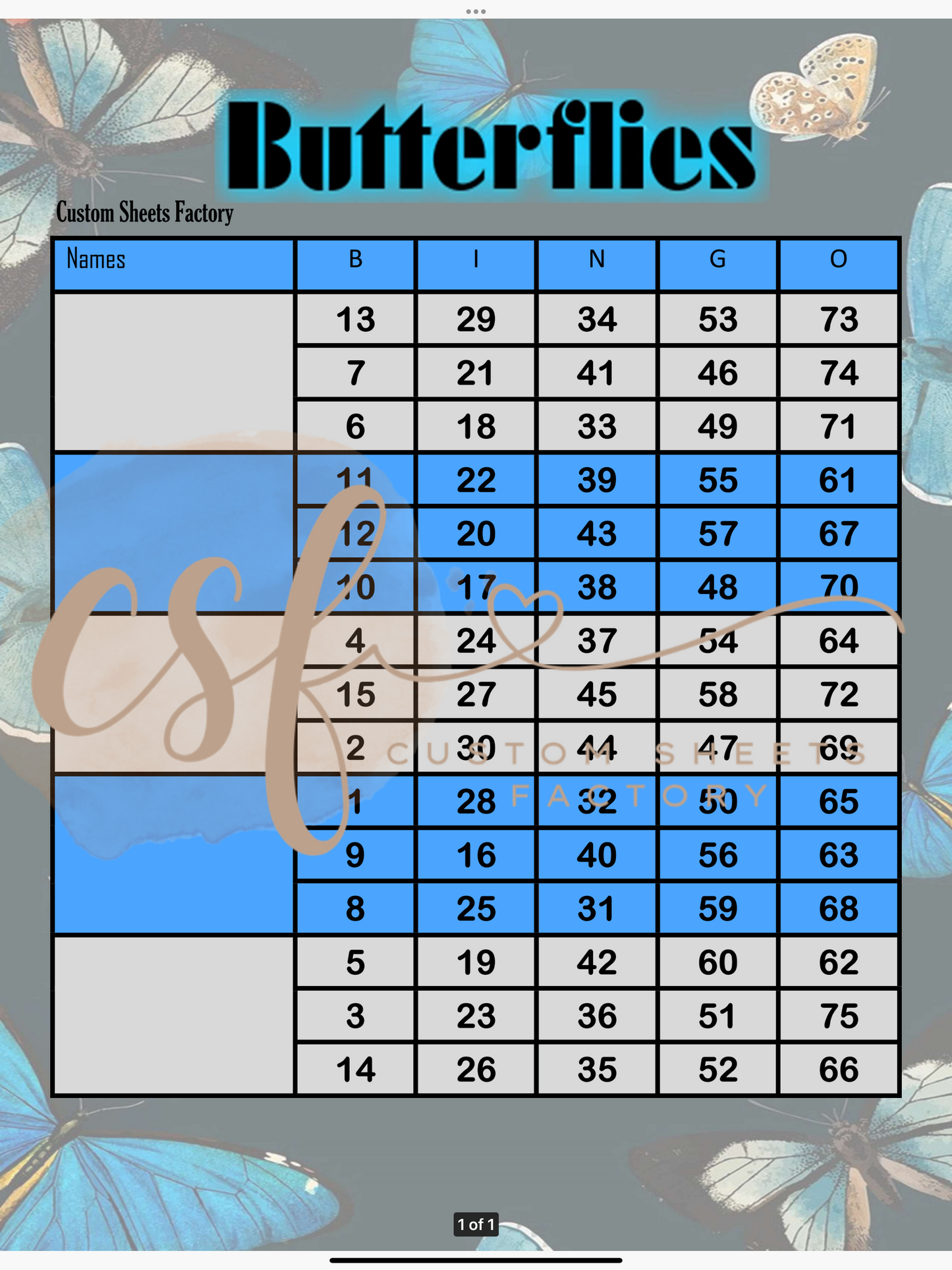 Butterly Block - 5 blocks - 75 ball