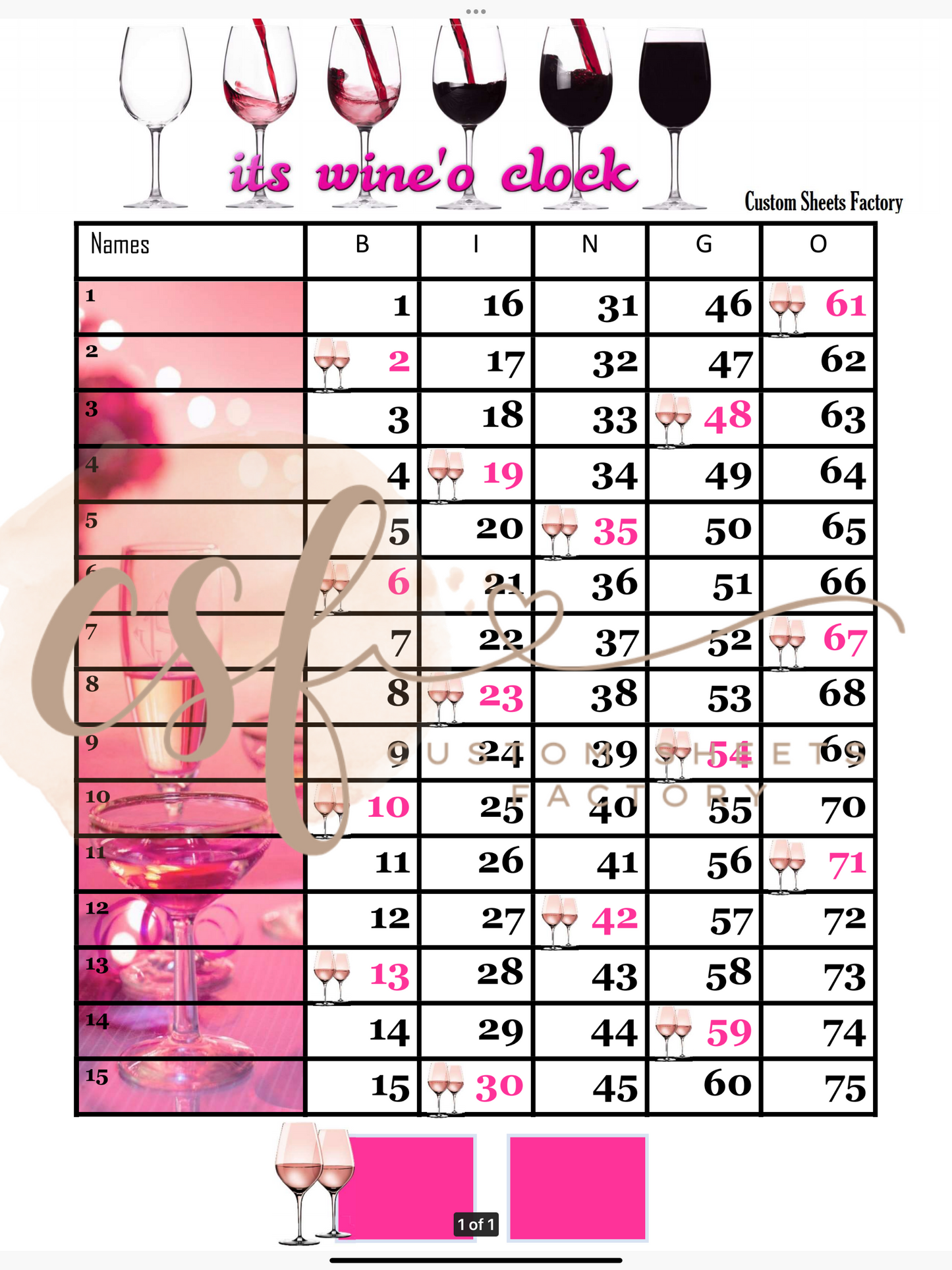 Wine O Clock - 15 line - 75 ball