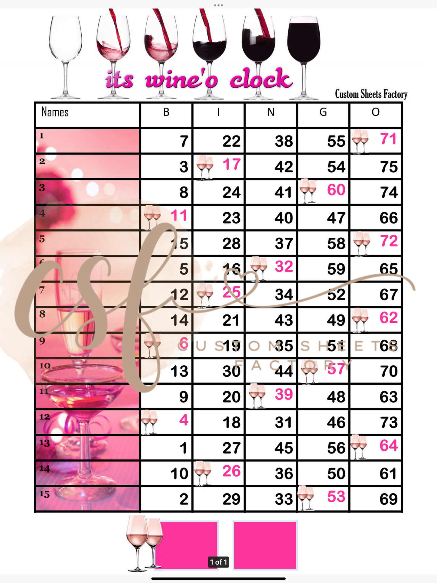 Wine O Clock - 15 line - 75 ball