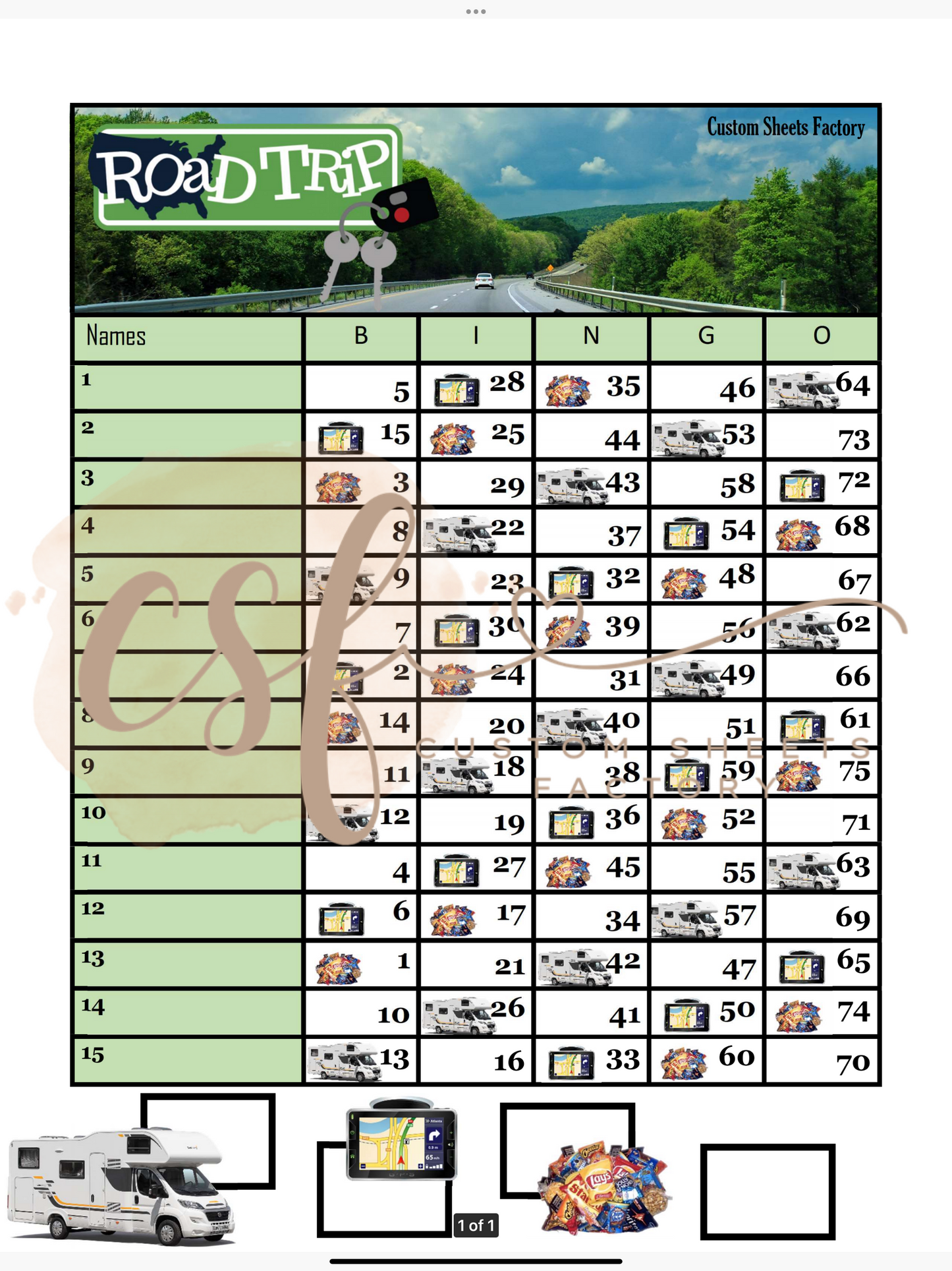 Road Trip - 15 line - 75 ball