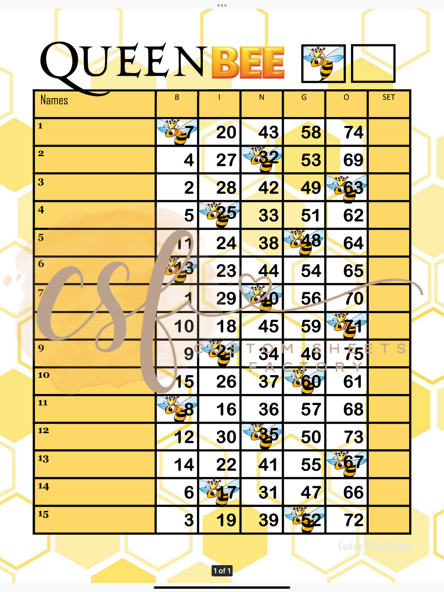 Queen Bee - 15 line - 75 ball