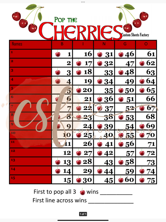 Pop the Cherry - 15 line - 75 ball