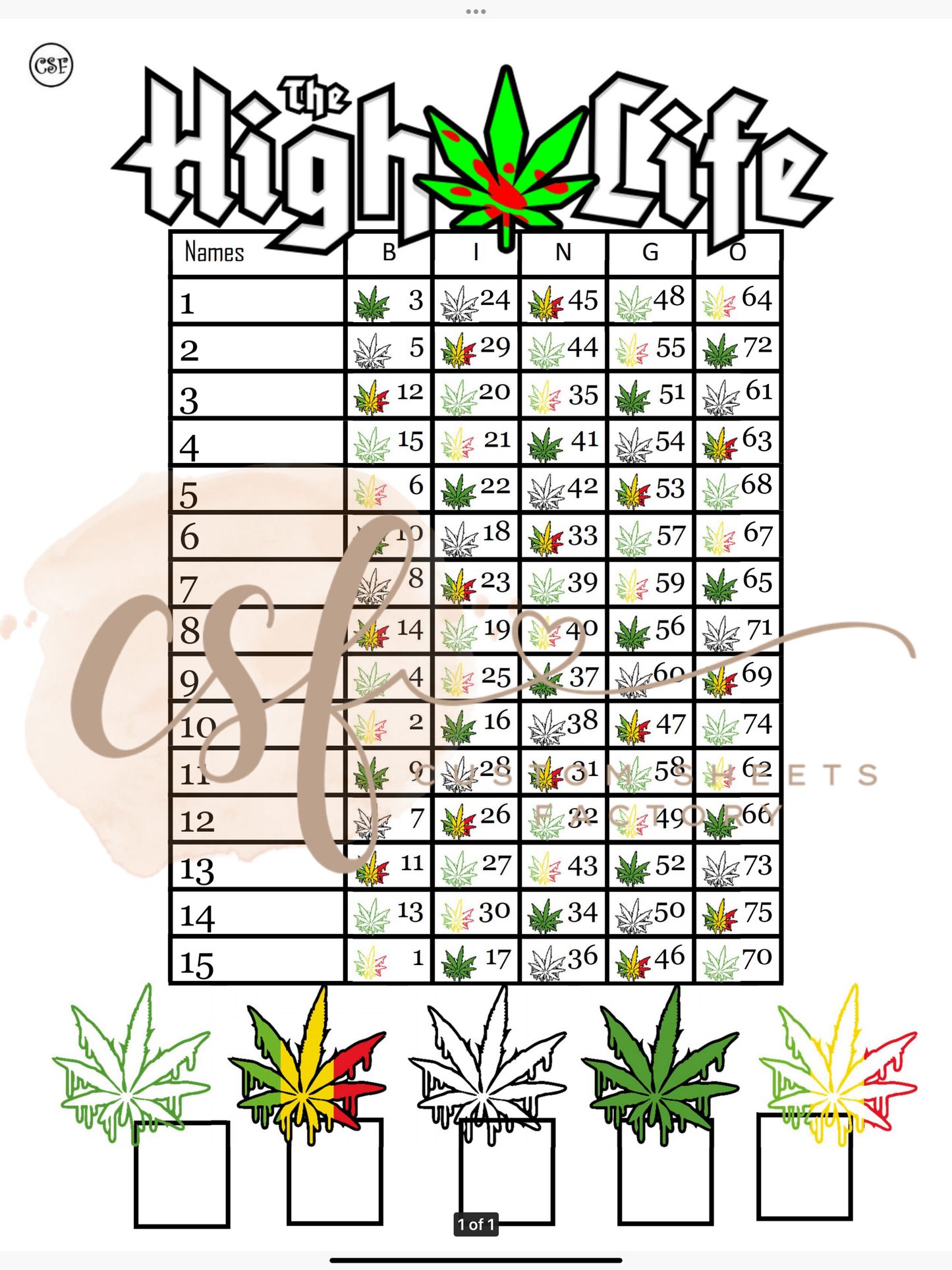 High Life - 15 line - 75 ball