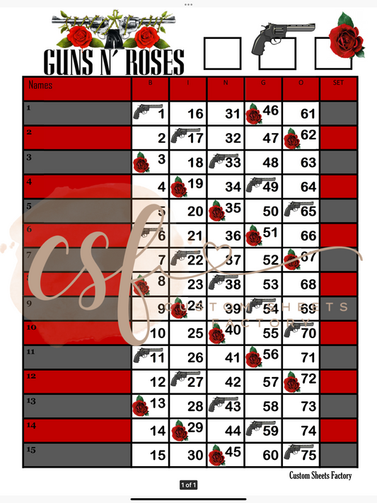 Guns n Roses - 15 line - 75 ball