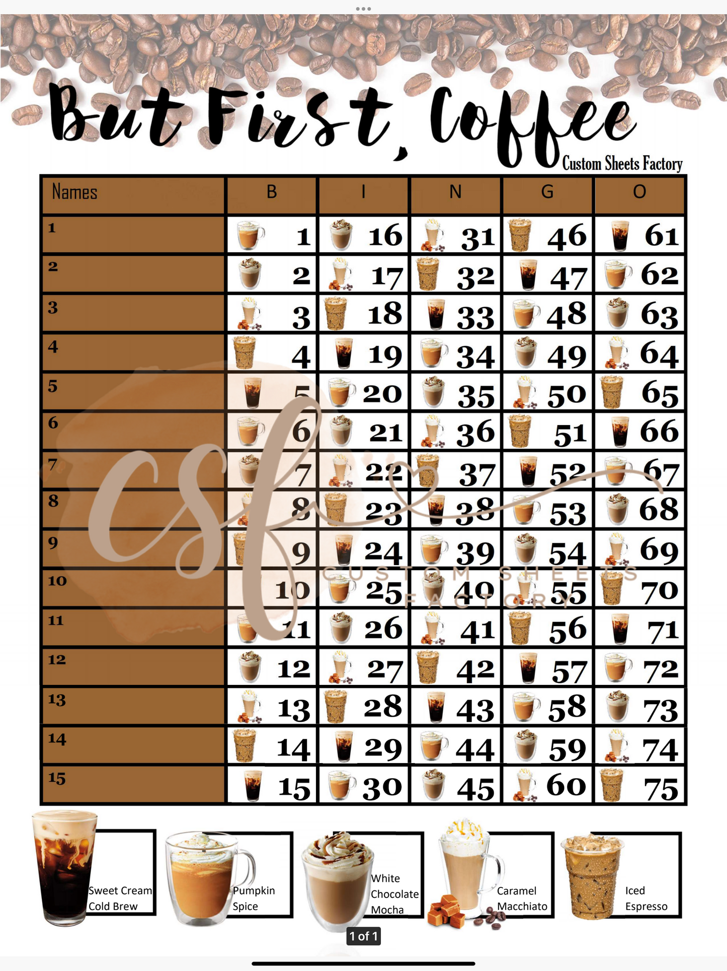 But First, Coffee - 15 line - 75 ball