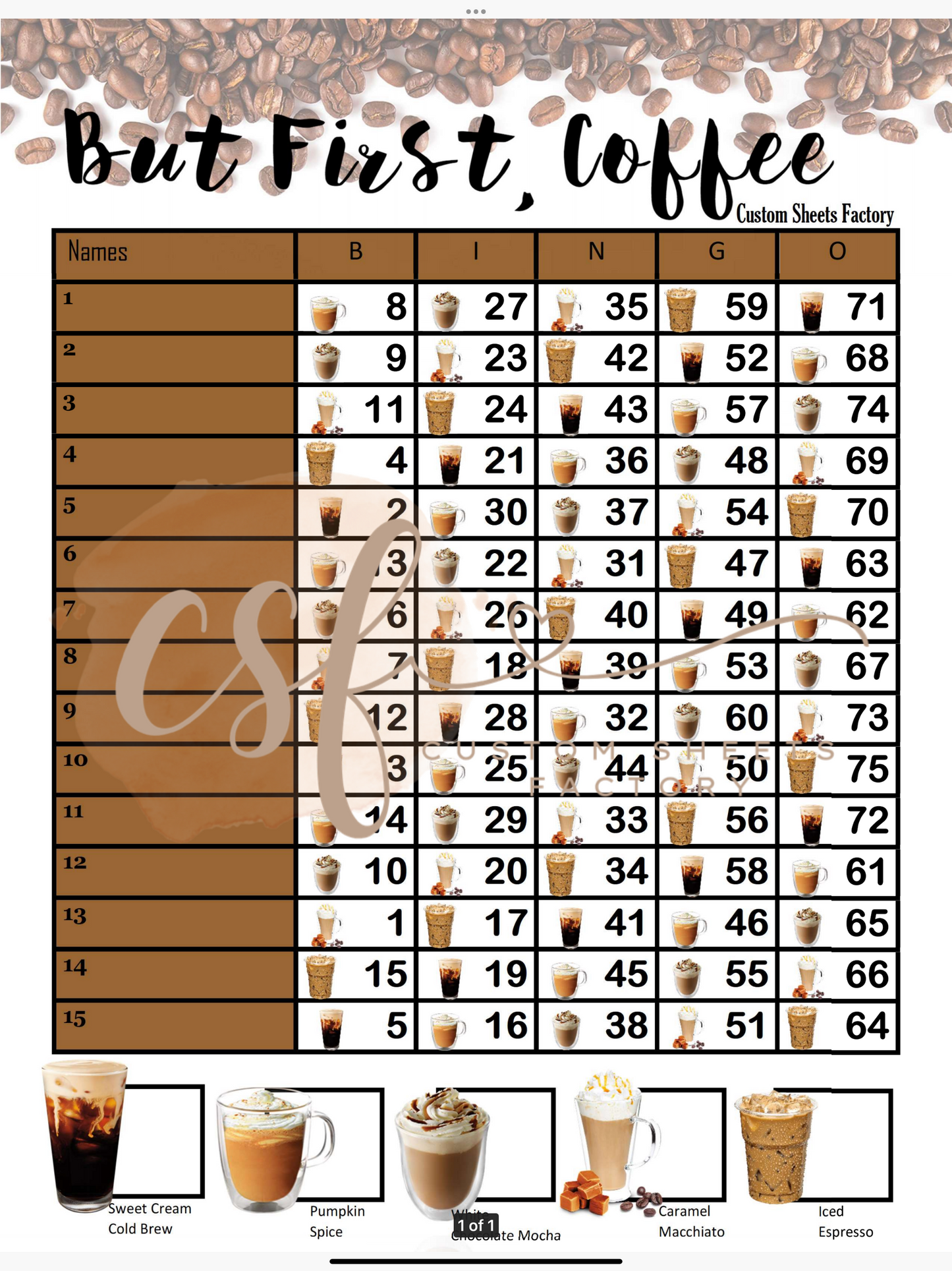 But First, Coffee - 15 line - 75 ball