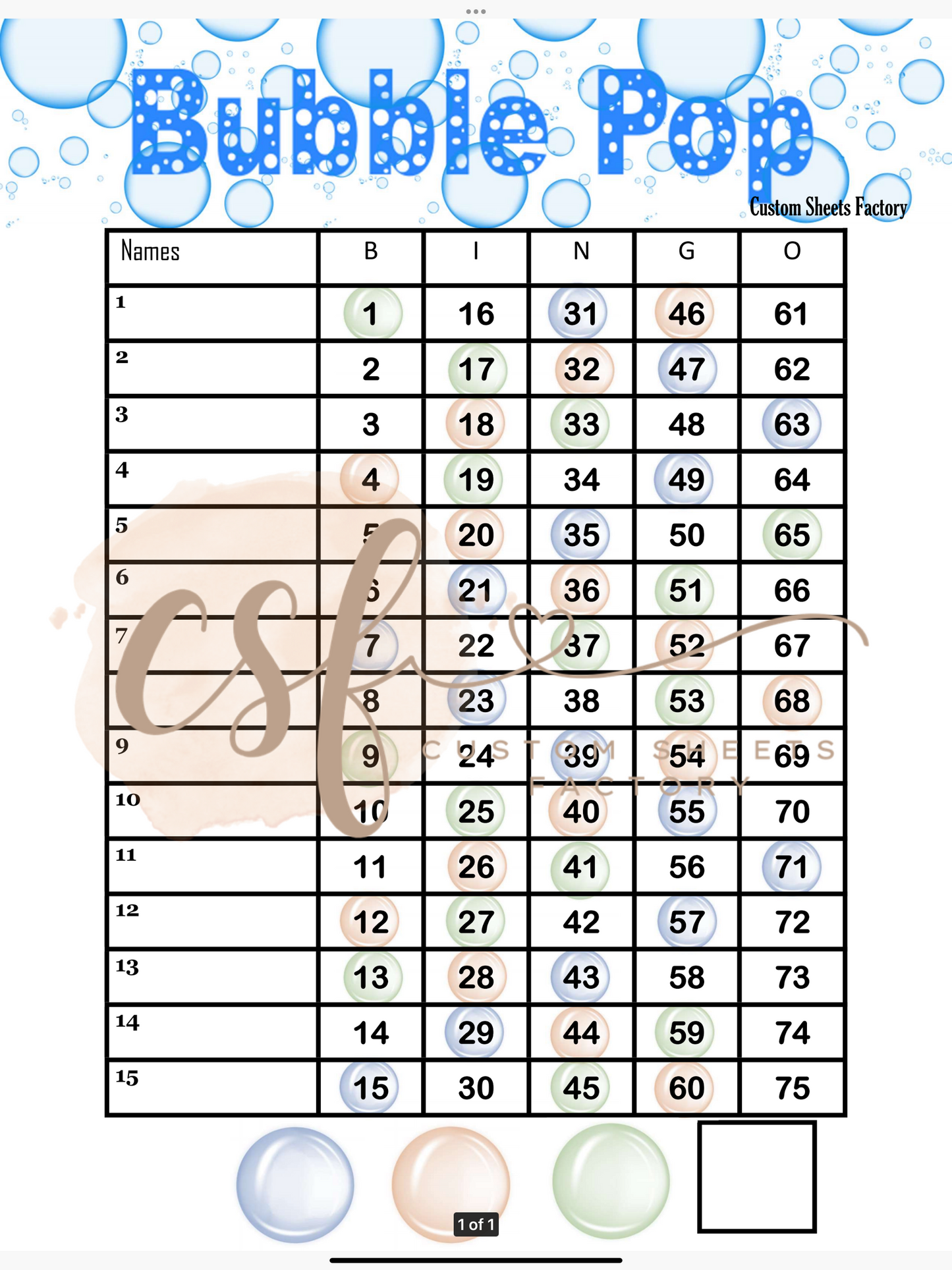 Bubble Pop Multi Landing - 15 line - 75 ball