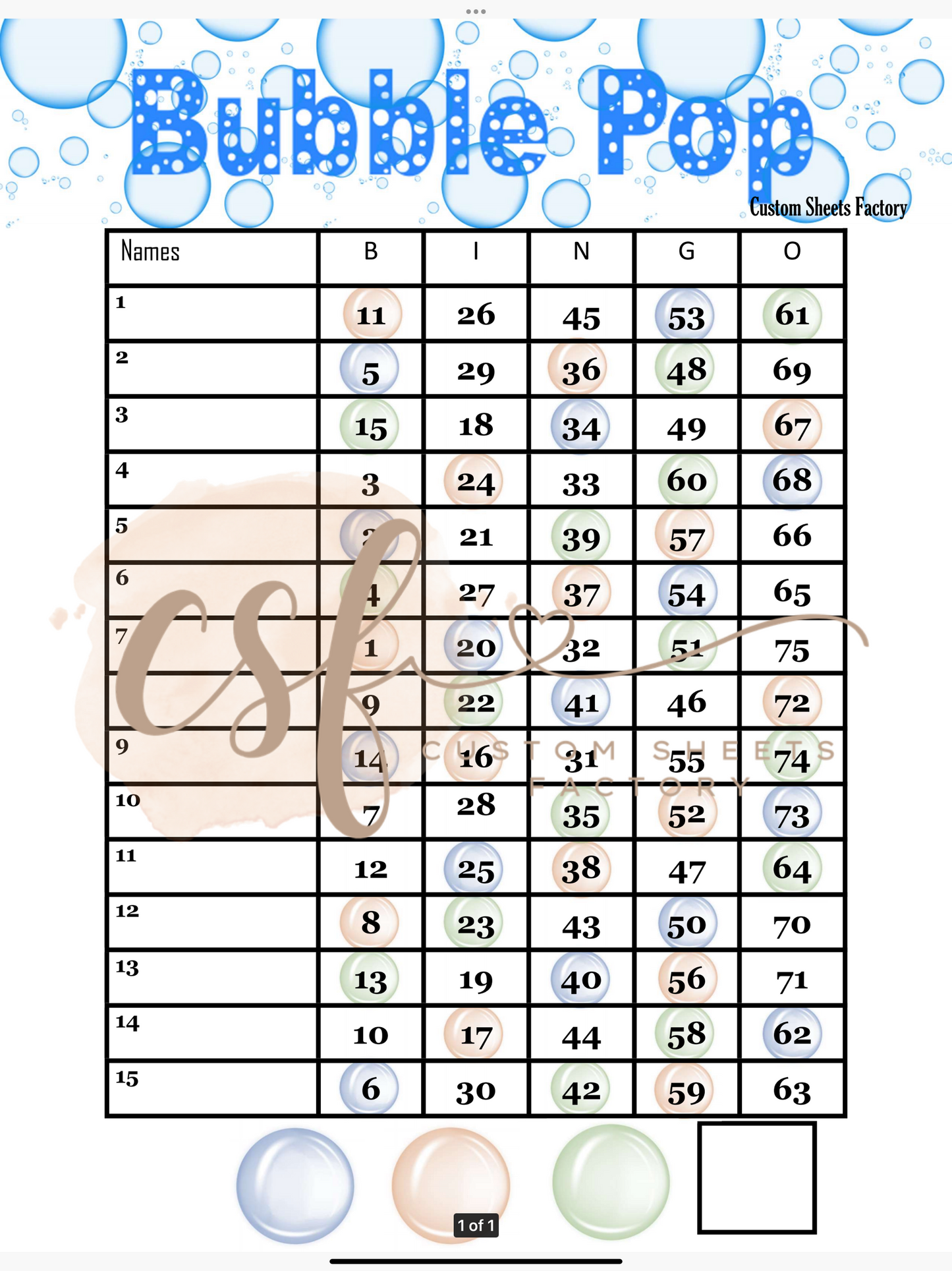 Bubble Pop Multi Landing - 15 line - 75 ball