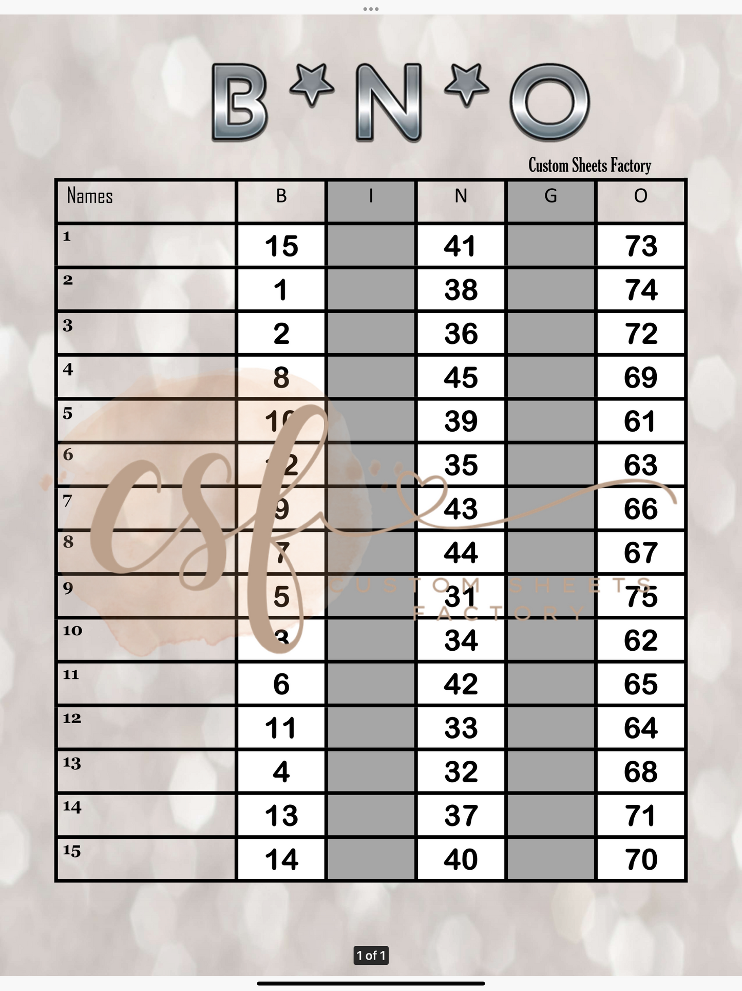 BNO - 15 line - 75 ball