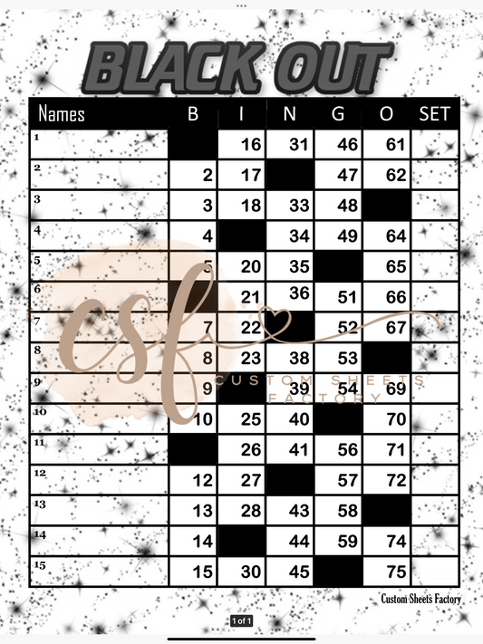 Black Out with Background - 15 line - 75 ball