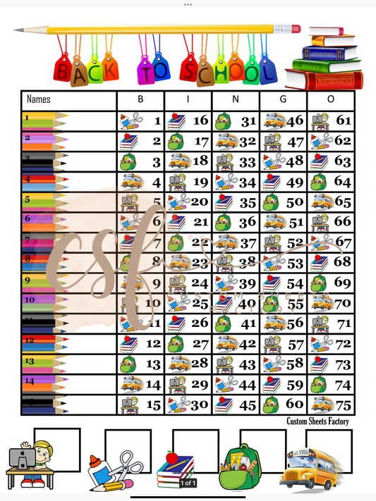 Back to School - 15 line - 75 ball