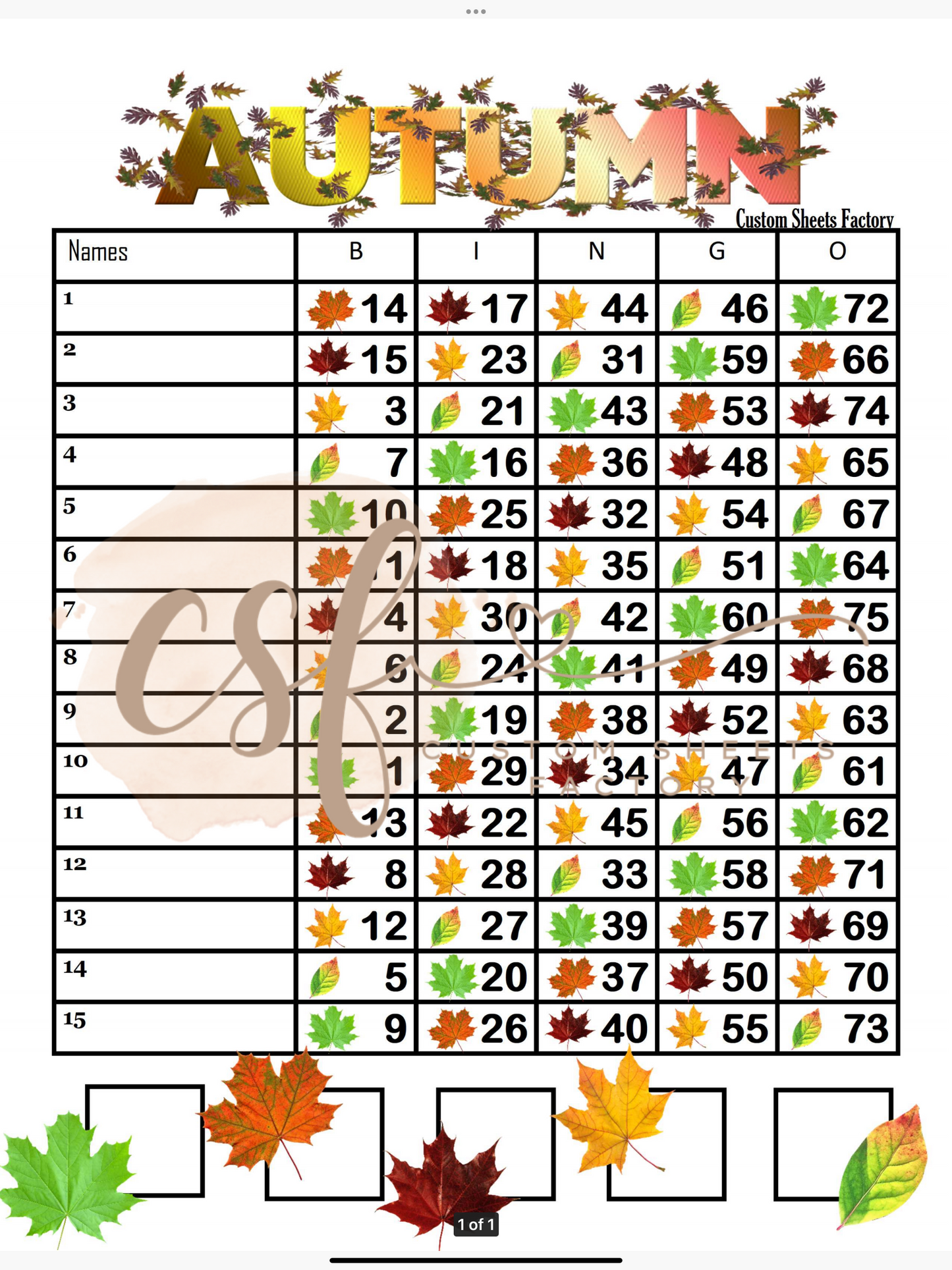 Autumn - 15 line - 75 ball