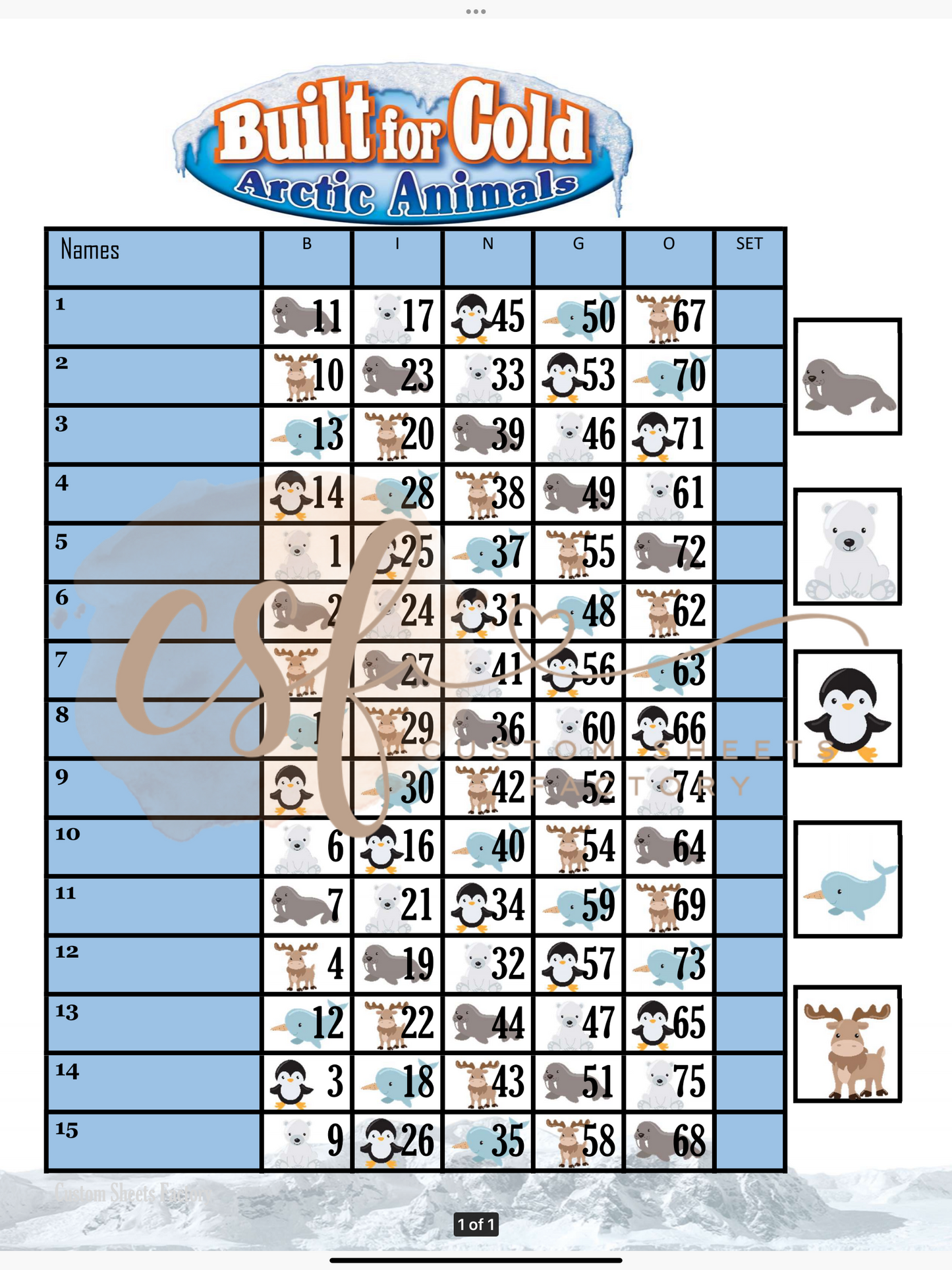 Arctic Animals - 15 Line - 75 Ball