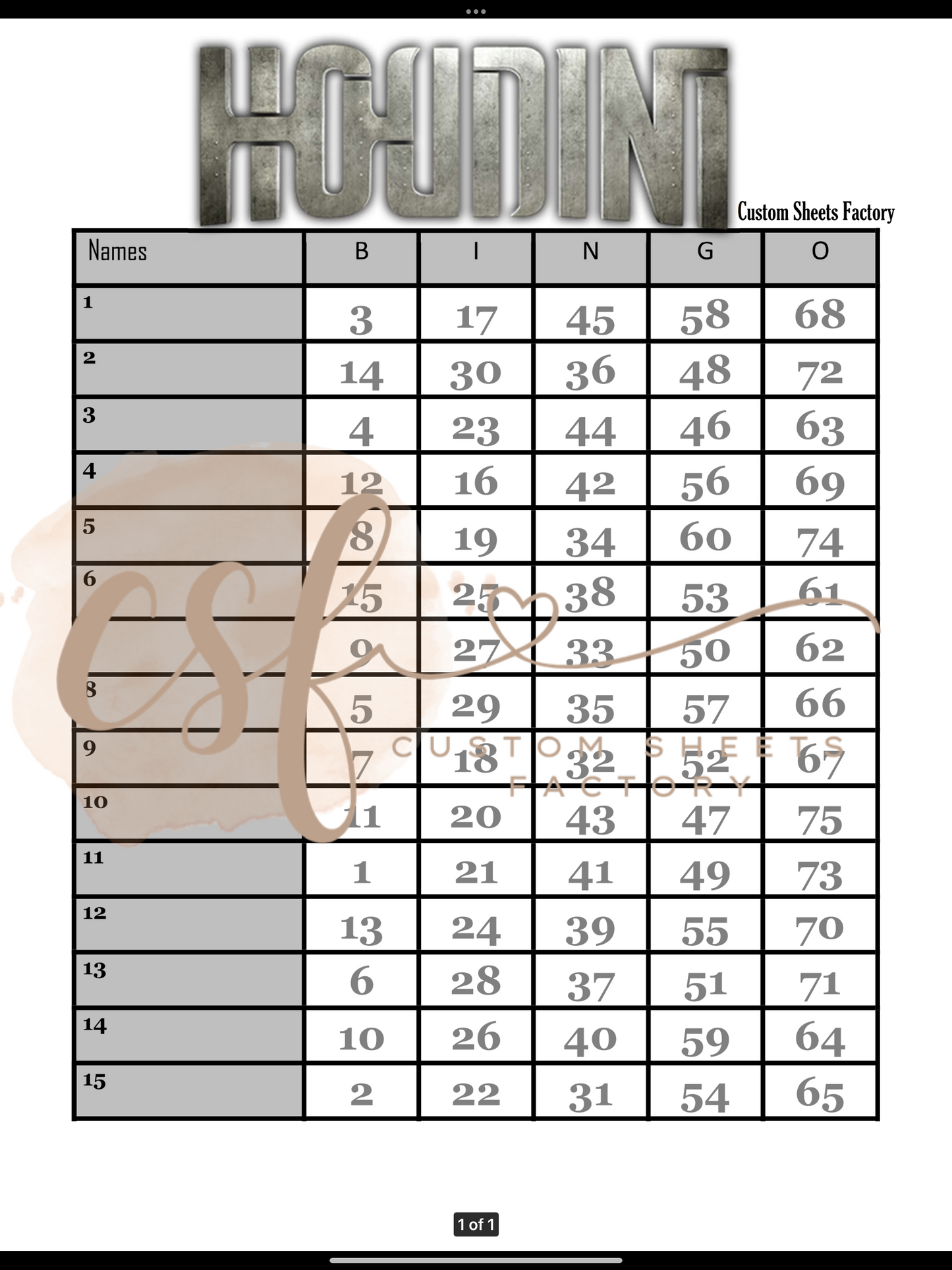 Houdini - 15 line - 75 ball