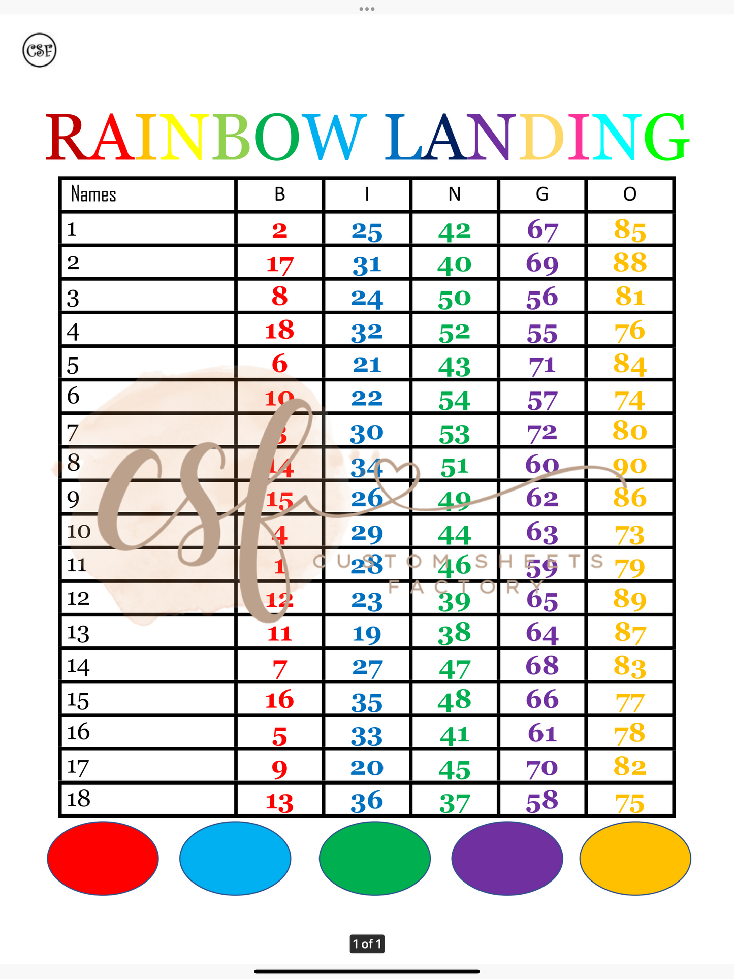 Rainbow Landing - 18 line - 90s ball