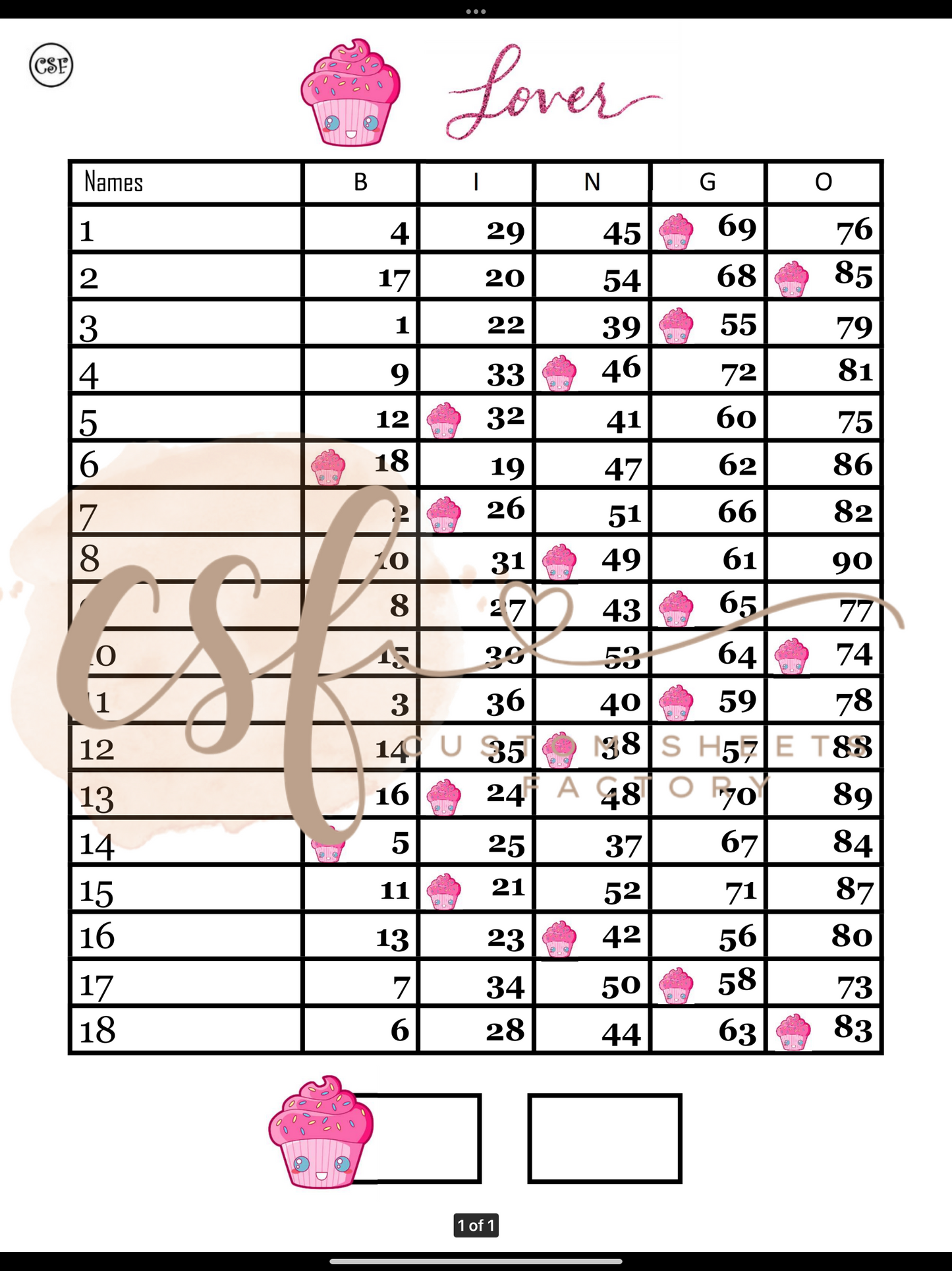 Cupcake Lover - 18 line - 90s ball