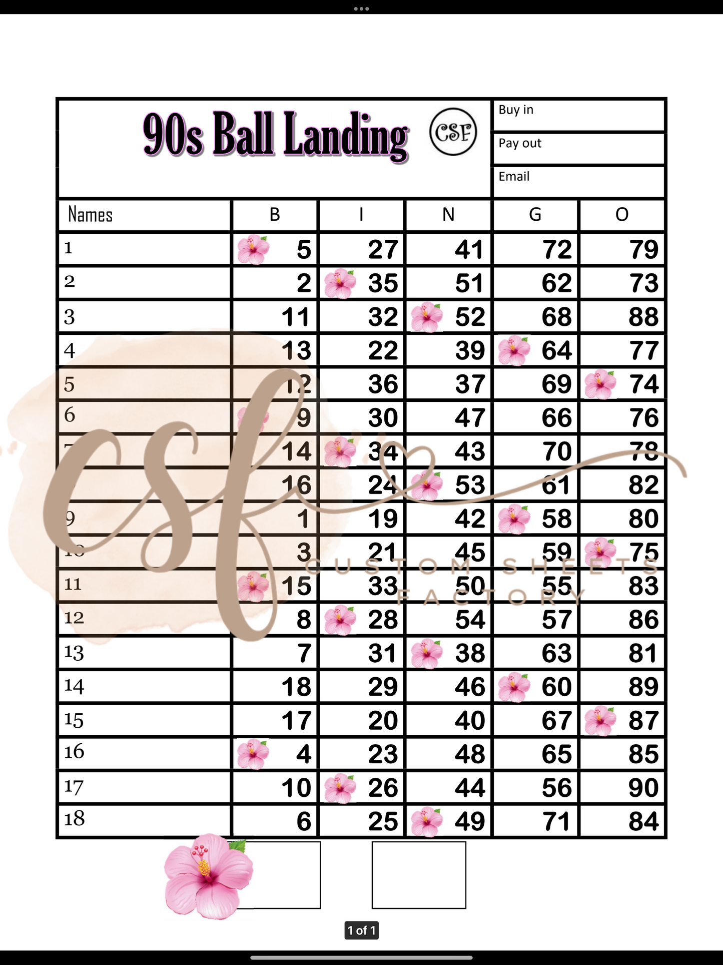 Pink Flower - 18 lines - 90s ball