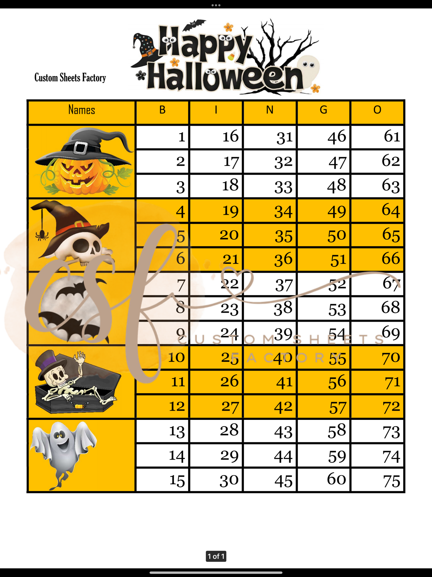 Halloween Block - 5 block - 75 line