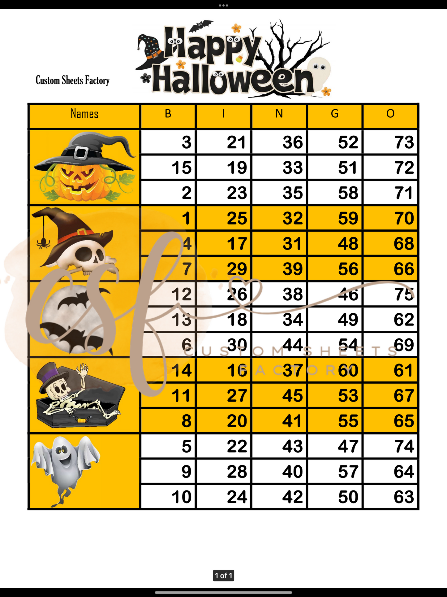 Halloween Block - 5 block - 75 line