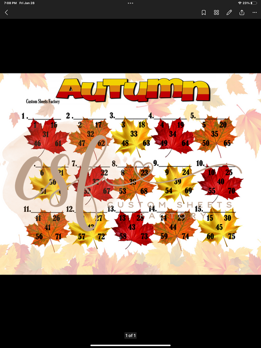 Autumn Clip art - 15 line - 75 ball - straight