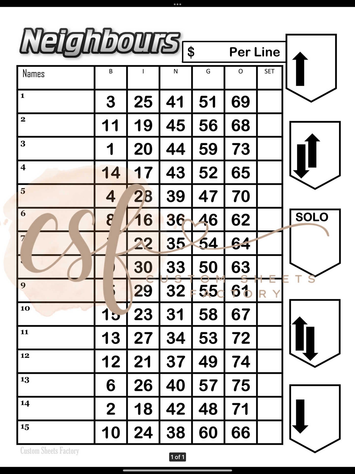Admin Starter Bundle - 15 Line - 75 Ball - Neighbours