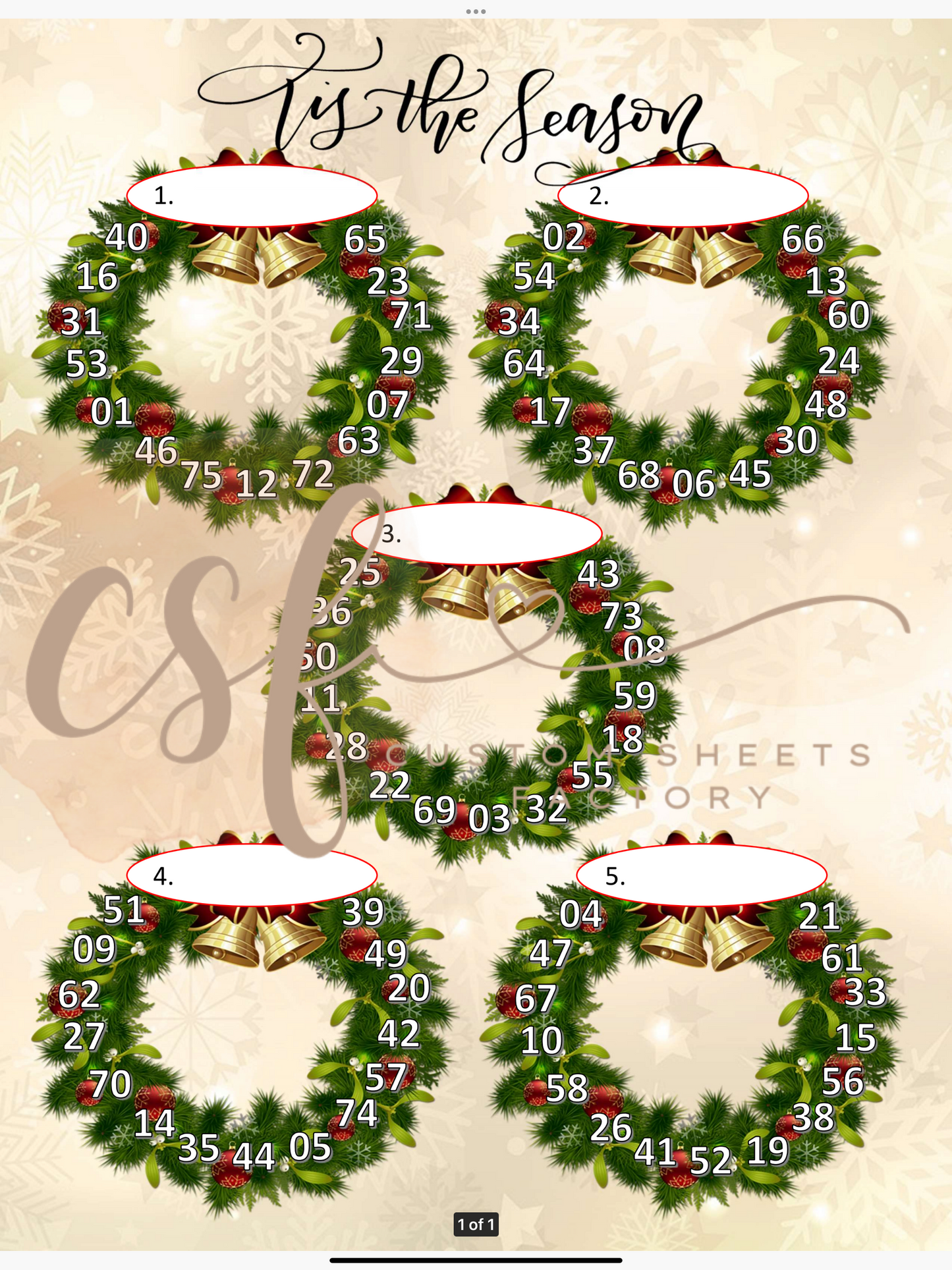 Tis the Season - 15 line - 75 ball