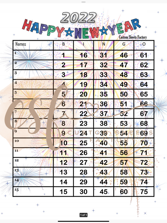 Happy New Year - 15 line - 75 ball