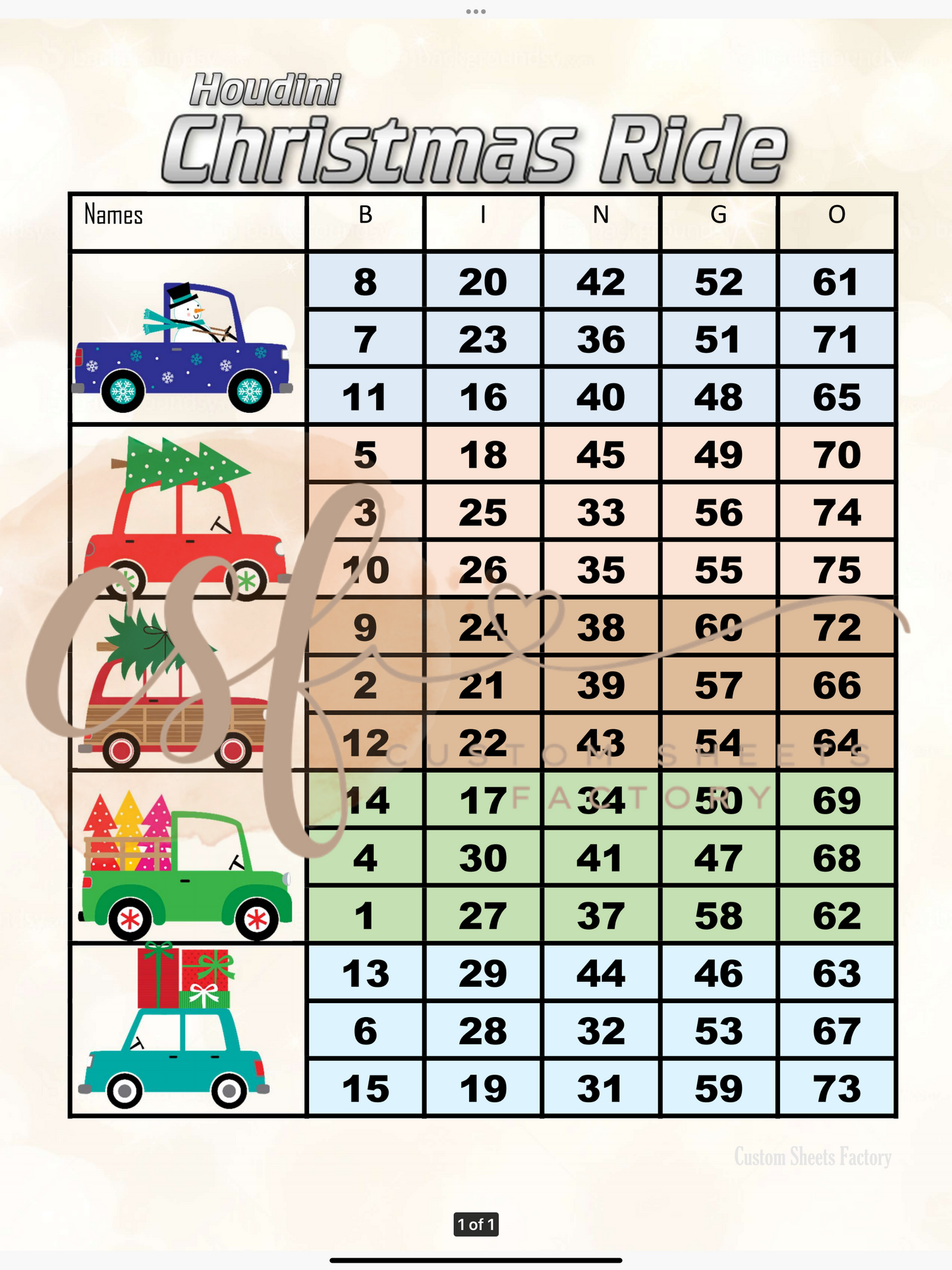 Christmas Ride - 5 block - 75 ball