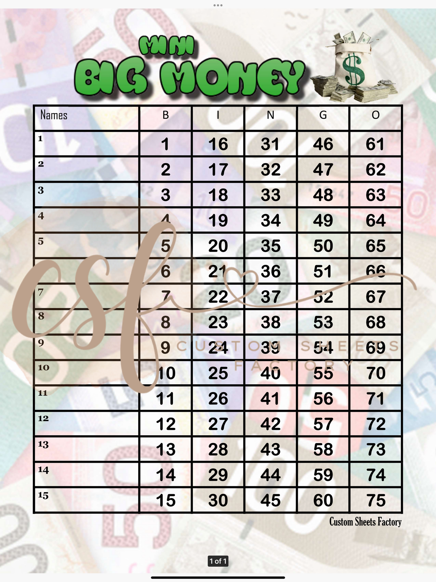 Big Money - Win your way in - Main Board Or Minis