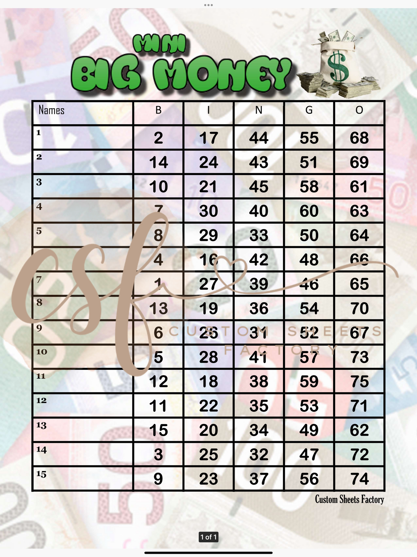 Big Money - Win your way in - Main Board Or Minis