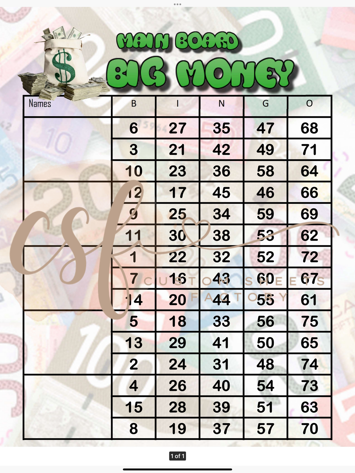 Big Money - Win your way in - Main Board Or Minis