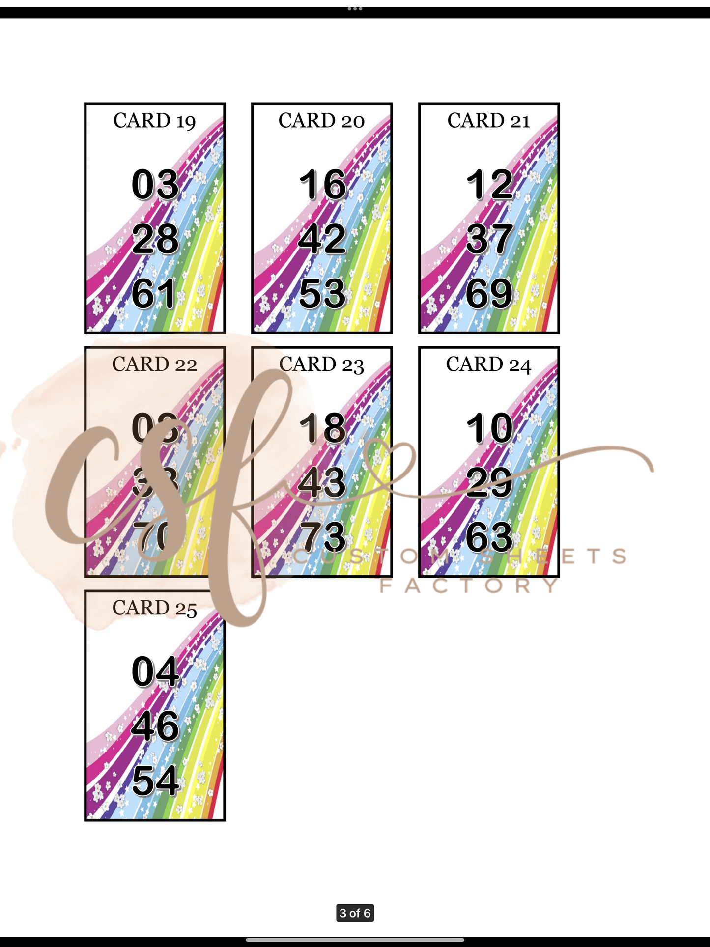 Rainbow Holders - 3 Ball - 25 Cards