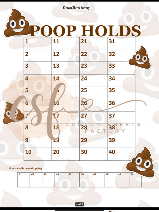 Poop Holders -3 Numbers - 25 Cards