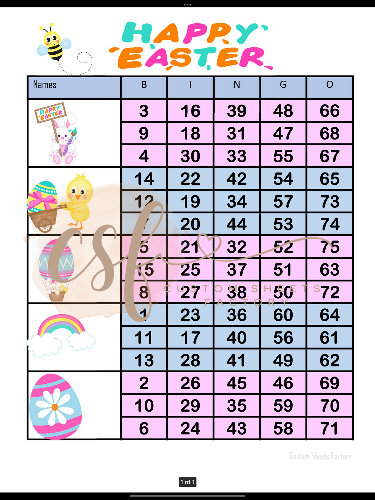 Happy Easter - 5 blocks - 75 ball