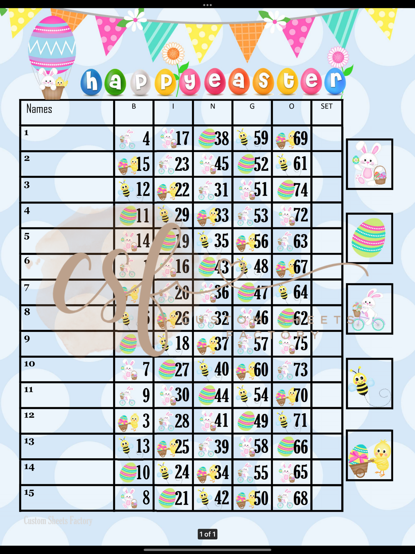 Happy Easter - 15 Line - 75 Ball