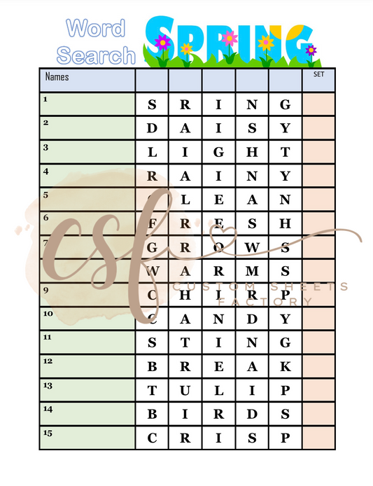 Spring Word Search