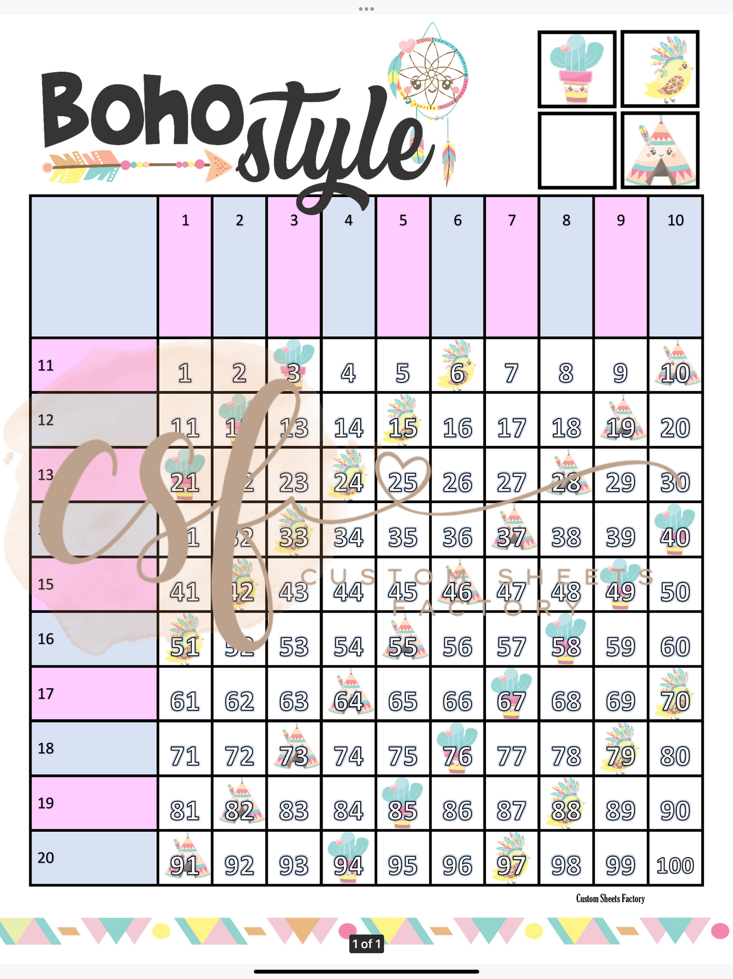 Boho Style - Grid - 100 Ball