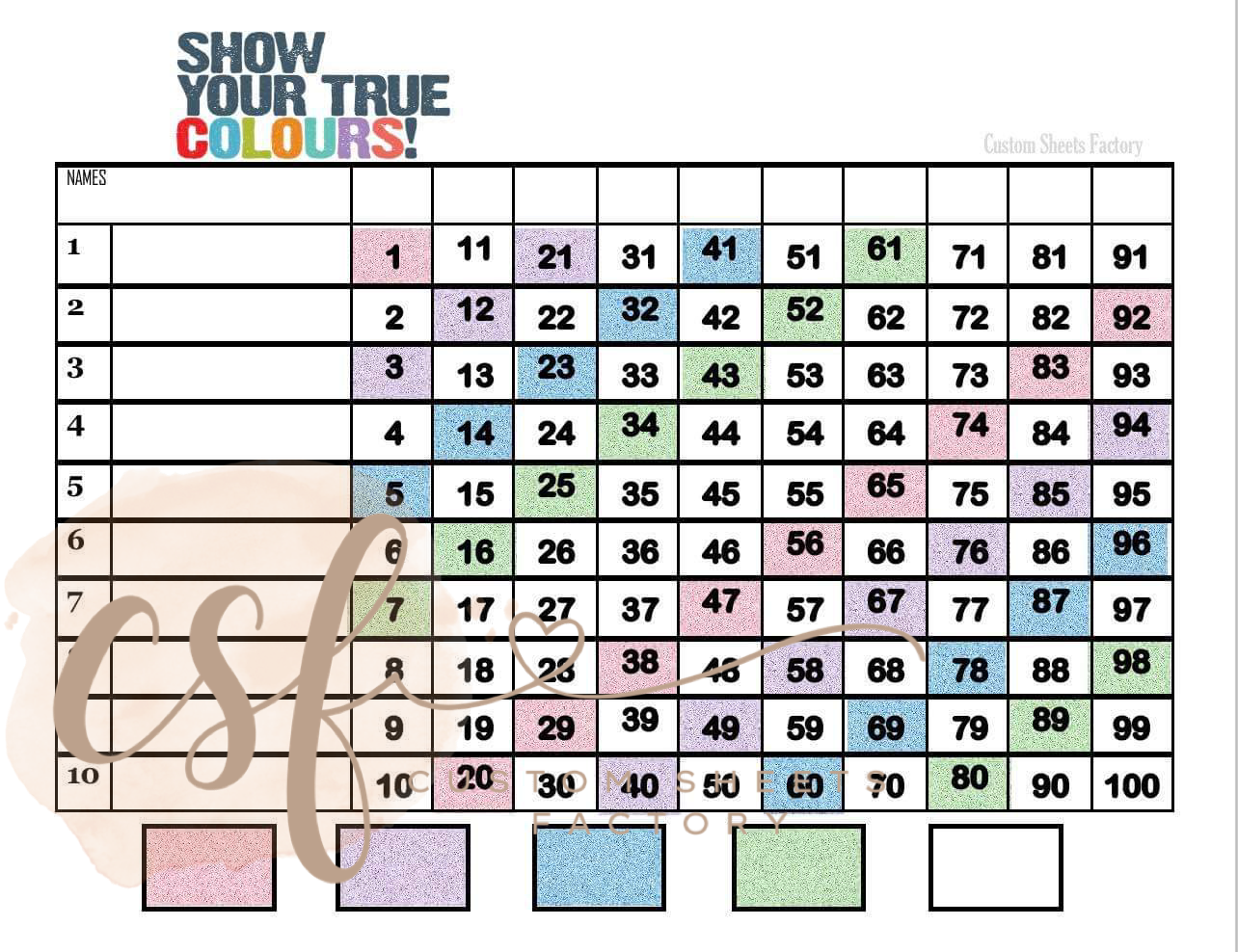Show your Colours - 10 line - 100 Ball