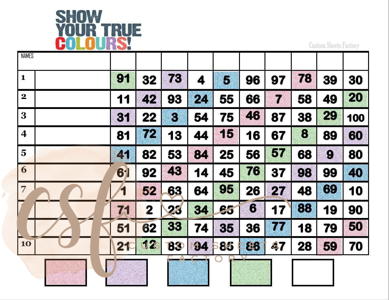 Show your Colours - 10 line - 100 Ball