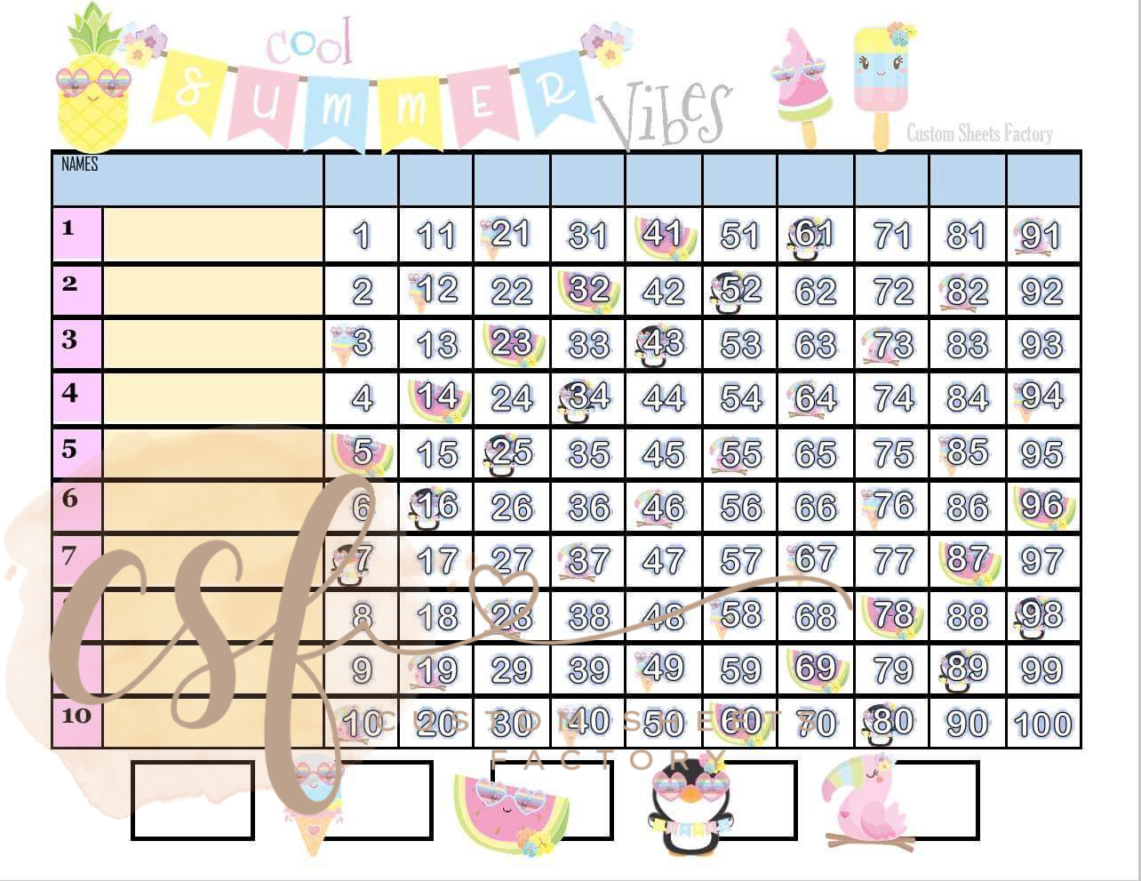 Summer Vibes - 10 Line - 100 Ball