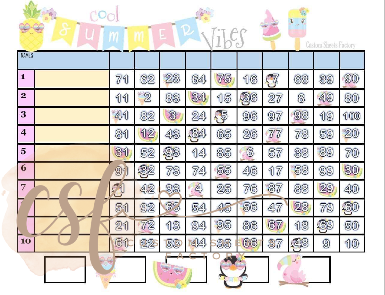 Summer Vibes - 10 Line - 100 Ball