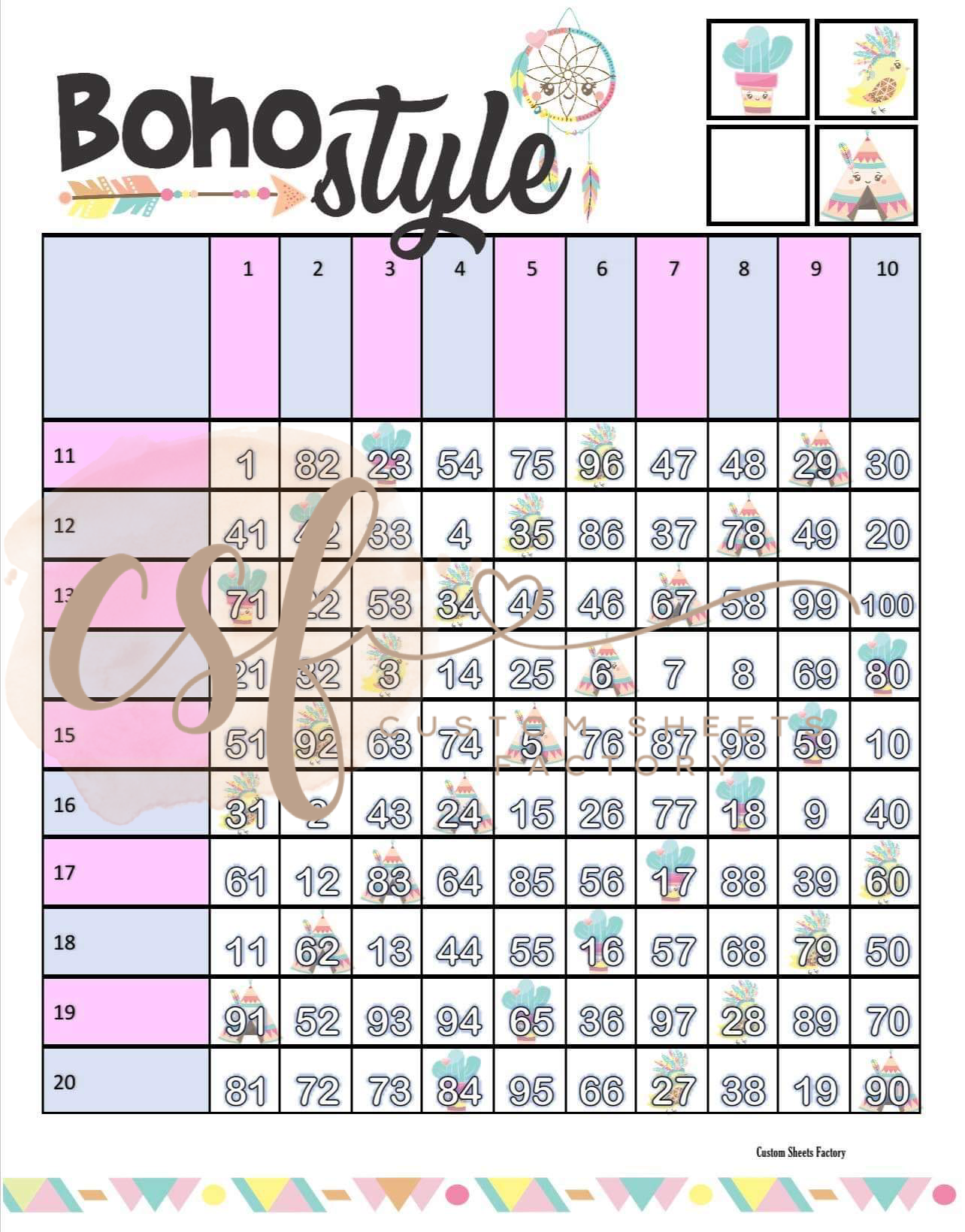 Boho Style - Grid - 100 Ball