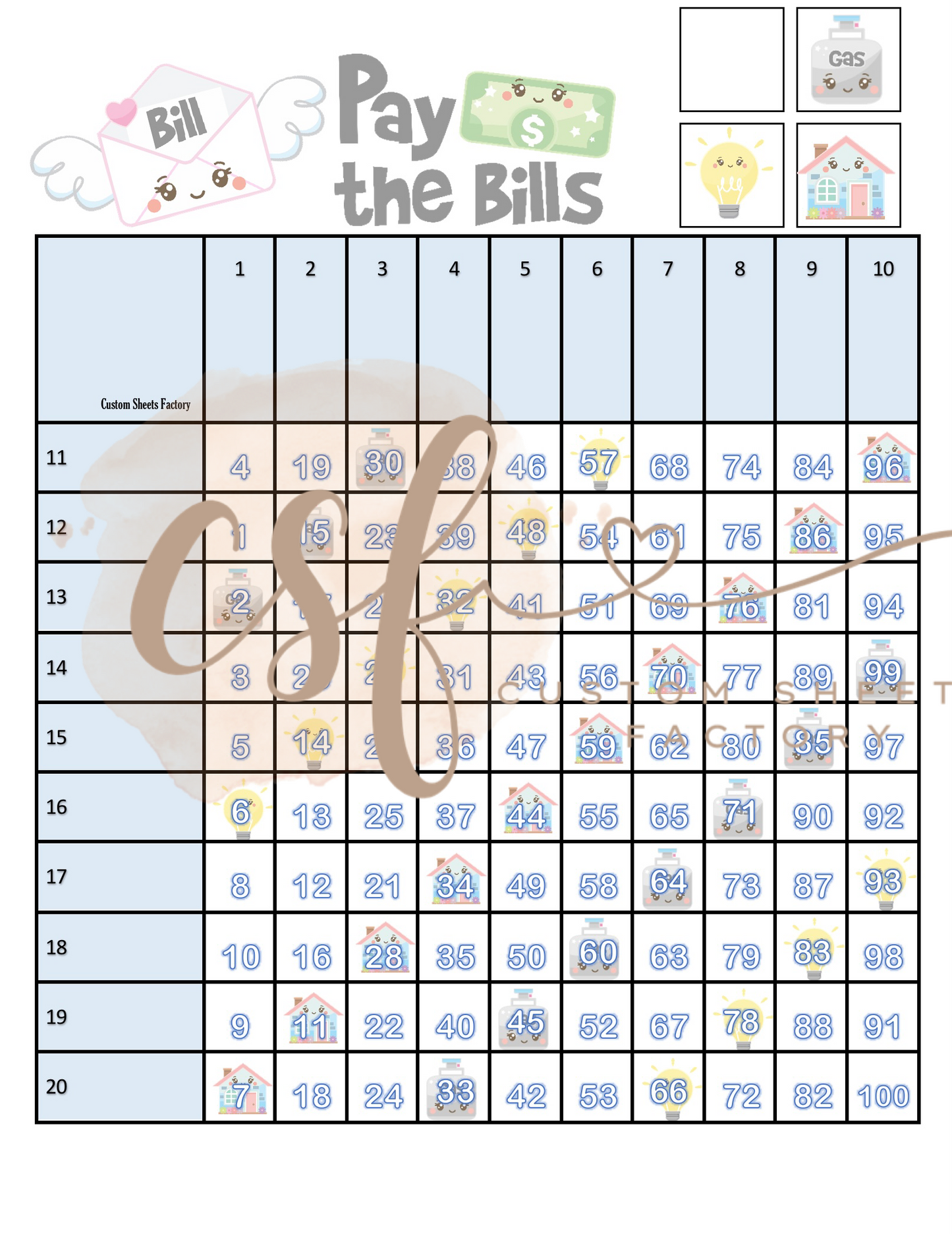 Pay the bill - Grid - 100 Ball