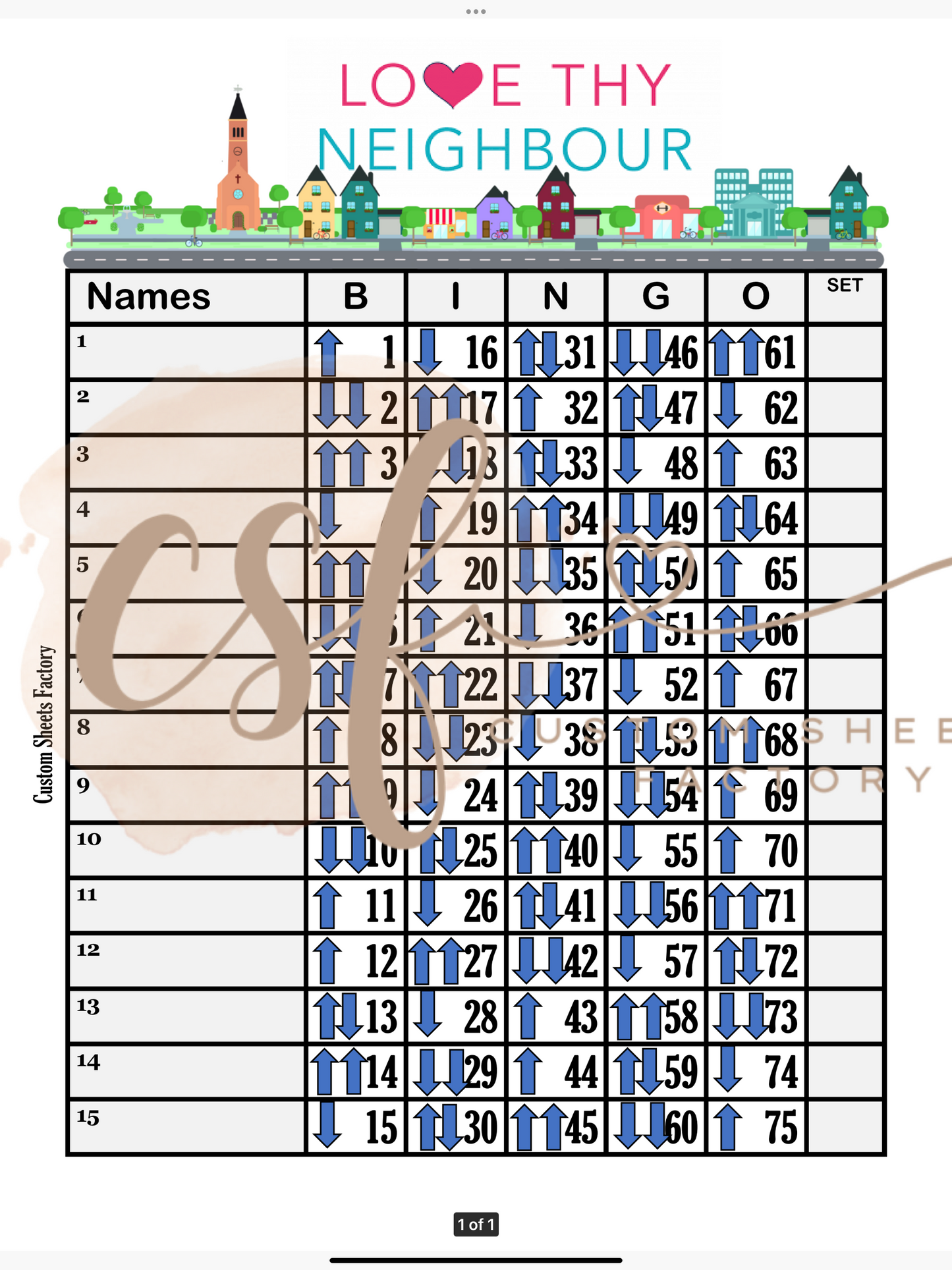 Love thy neighbour - 15 line - 75 Ball