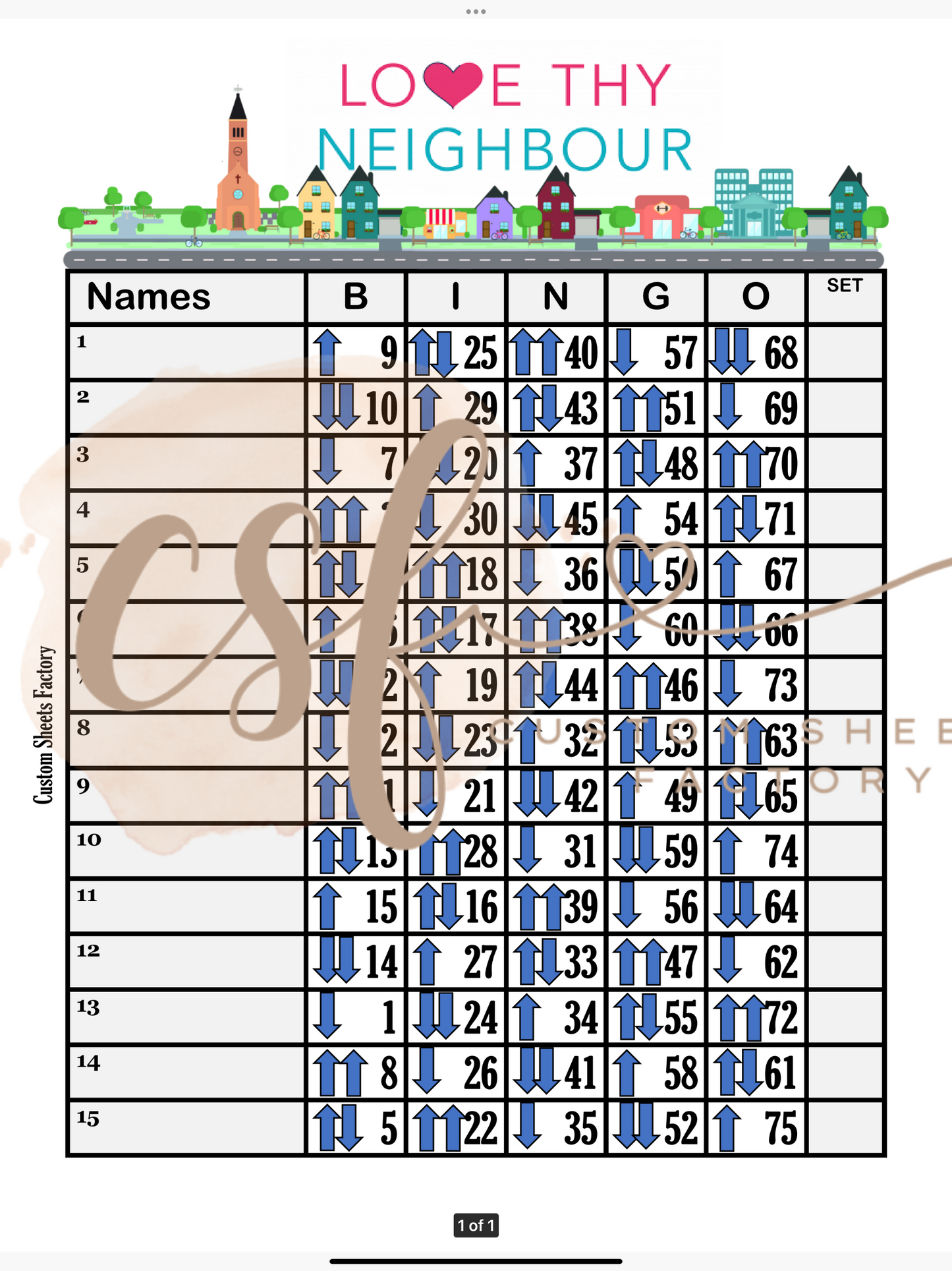 Love thy neighbour - 15 line - 75 Ball