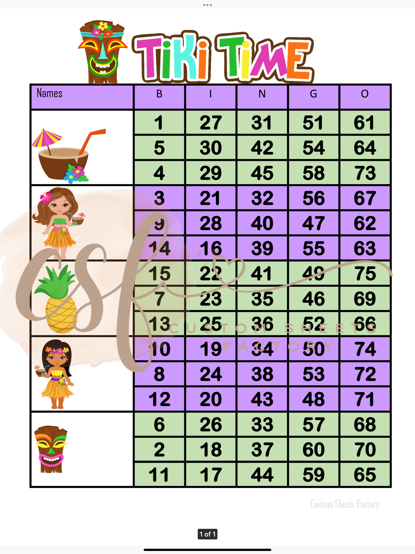 Tiki Time - 5 Block - 75 Ball